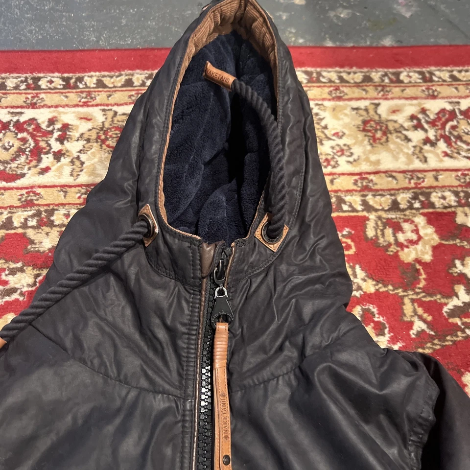 Chaqueta Bomber NAKETANO Mujer Talla M Azul Poliéster Cremallera Completa Puños Acanalados Con Capucha Foto 4 de 4