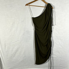lulu's one shoulder olive green dress size M