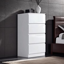 4 Drawer Chest of Drawers Bedroom Furniture Scandinavian Handleless White Gloss