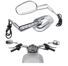 Motorcycle Rearview Mirrors with LED Turn Indicator Compatible Harley Davidson