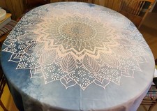 Pink, Blues, White Polyester 72" X 56" Rectangle Tablecloth