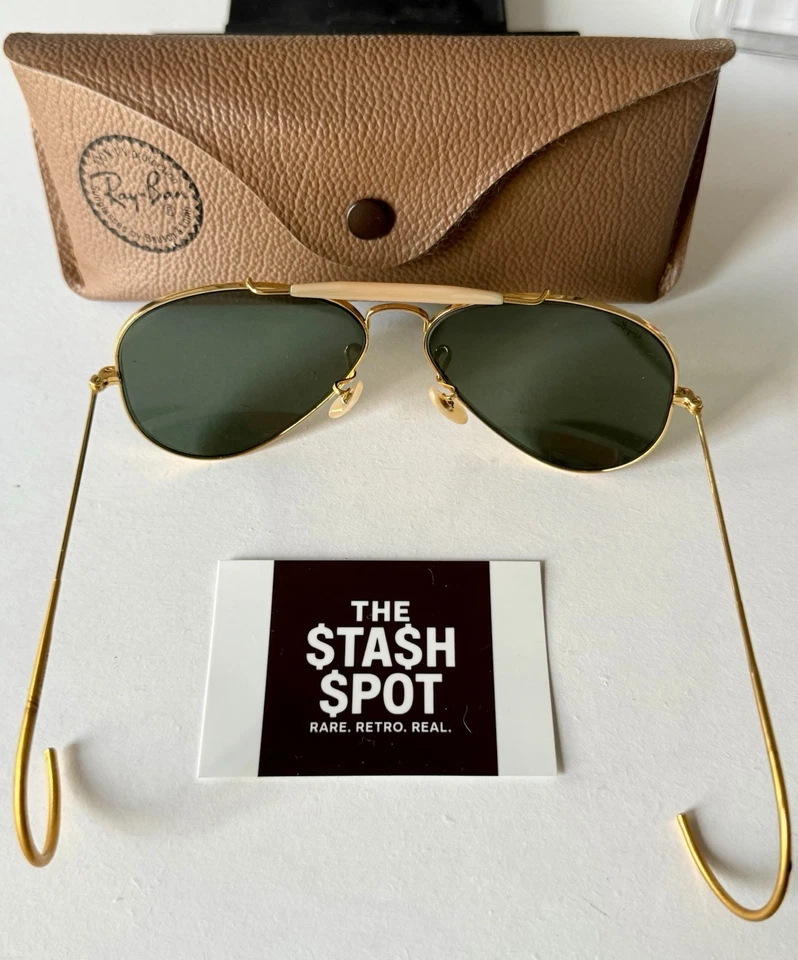 Auténtico B&L Ray-Ban Aviator EE. UU. Vintage Marco Dorado G-15 Cable Templos 58/14 Foto 4 de 4