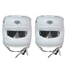 FADI Copricapo Boxe Sportivo in Pelle L/XL Bianco Confezione da 2 Sparring MMA