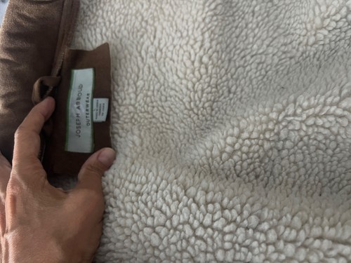 Joseph Abboud Herren L Oberbekleidung braun Wildlederimitat Sherpa gefüttert durchgehender Reißverschluss Jacke - Bild 4 von 4