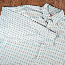 Brooks Brothers Dress Shirt Men's XL Green Plaid Cotton Button Up Long Sleeve