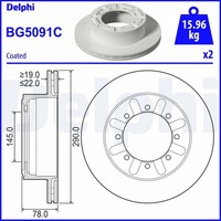 2X Delphi Bremsscheibe BG5091C FüR Nissan Cabstar F24M F24W NT400 DCI