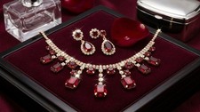 Red Garnet With red and white Gemstone, Natural Gemstone, Bridal jewelry, sparkl