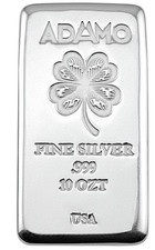 Adamo Four Leaf Clover 10 oz .999 Fine Silver Art Bar Adamo Metals USA Exclusive 58.52 per troy oz