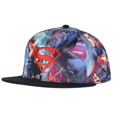 DC Comics Superman Logo Baseball Hat Adult Fighting Scenes Sublimated Adjustable