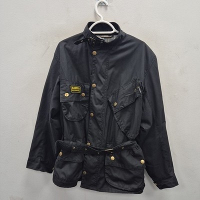 Barbour A7 Brass Suit Wax Waterproof Biker Belted Country Jacket Coat Size Large