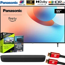 Panasonic W95 55" Mini LED 4K UHD Smart Fire TV (2024) + Compact Soundbar Bundle