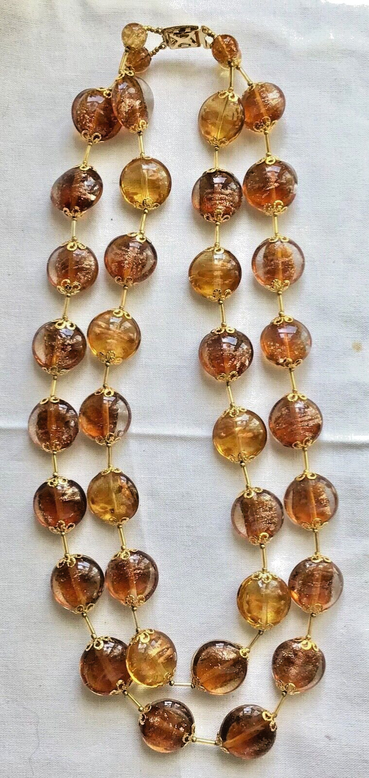 Collier double rangs perles Murano miel le cadeau d'anniversaire idéal