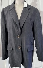 New Nwt Heartloom Grey Striped Blazer Business Career Size Medium Jacket