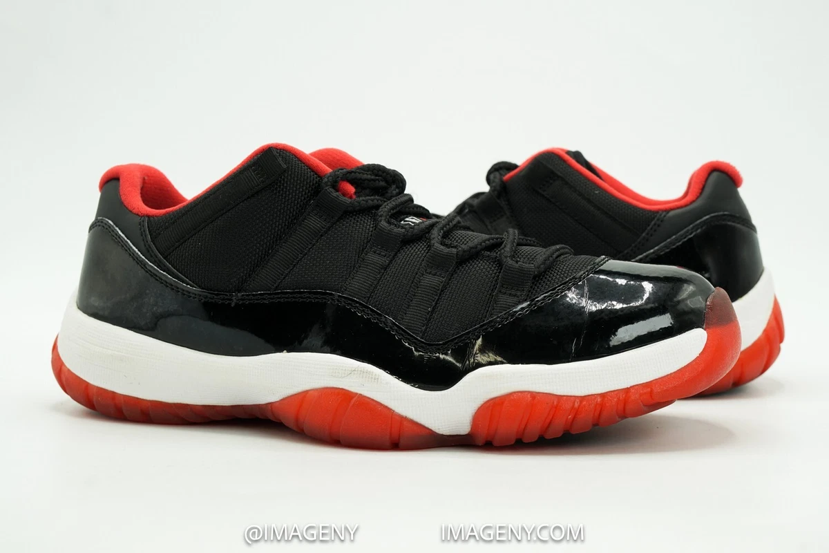 AIR JORDAN 11 XI LOW RETRO USED SIZE 7.5 BRED BLACK TRUE RED WHITE