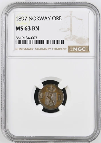 1 Ore 1897, Norway NGC MS63 BN