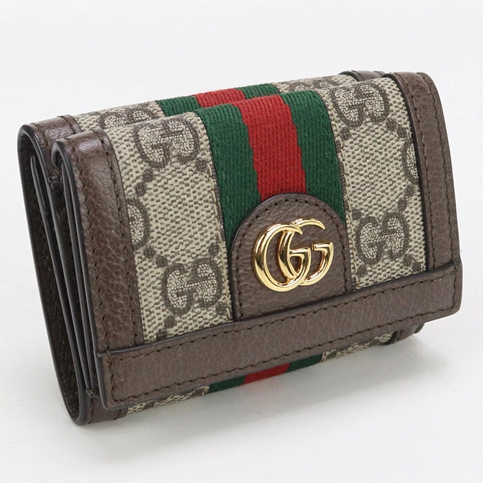 GUCCI GU89283 Portefeuille à trois volets Ofidia Portefeuille à trois volets GG Supreme Beige Femme