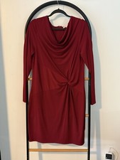 Michael Kors Women’s Sleeveless Cowl Neck True Red Knot Sheath Dress Size L