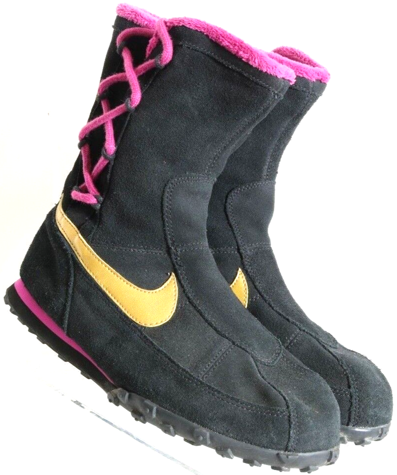 Nike Sakami Black Side Lace-Up Waffle Boot 314552-072 Girls 6.5 Y