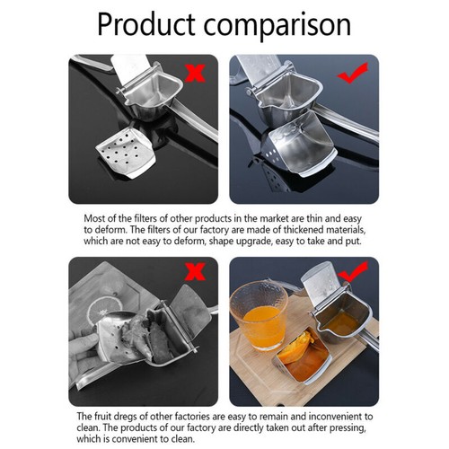 304 Edelstahl Manuelle Entsafter Hand Saftpresse Squeeze Lemon Juicer Extractor - Bild 9 von 10