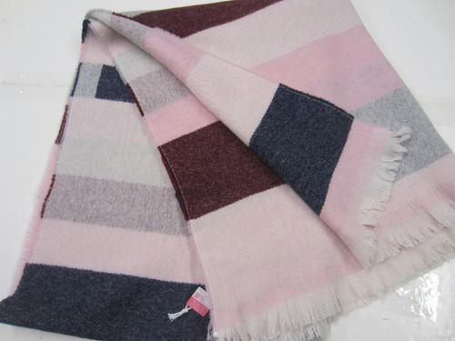 LANA ITALIANA TALBOTS Rosa Vino Gris Diseño de Bloque Bufanda Grande Envoltura Hecha en ITALIA - Imagen 9 de 10