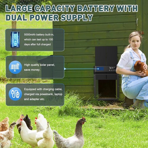 Automatische Hühnerstalltür Elektrische hühnerklappe mit Timer LCD Display IP65 - Bild 9 von 13