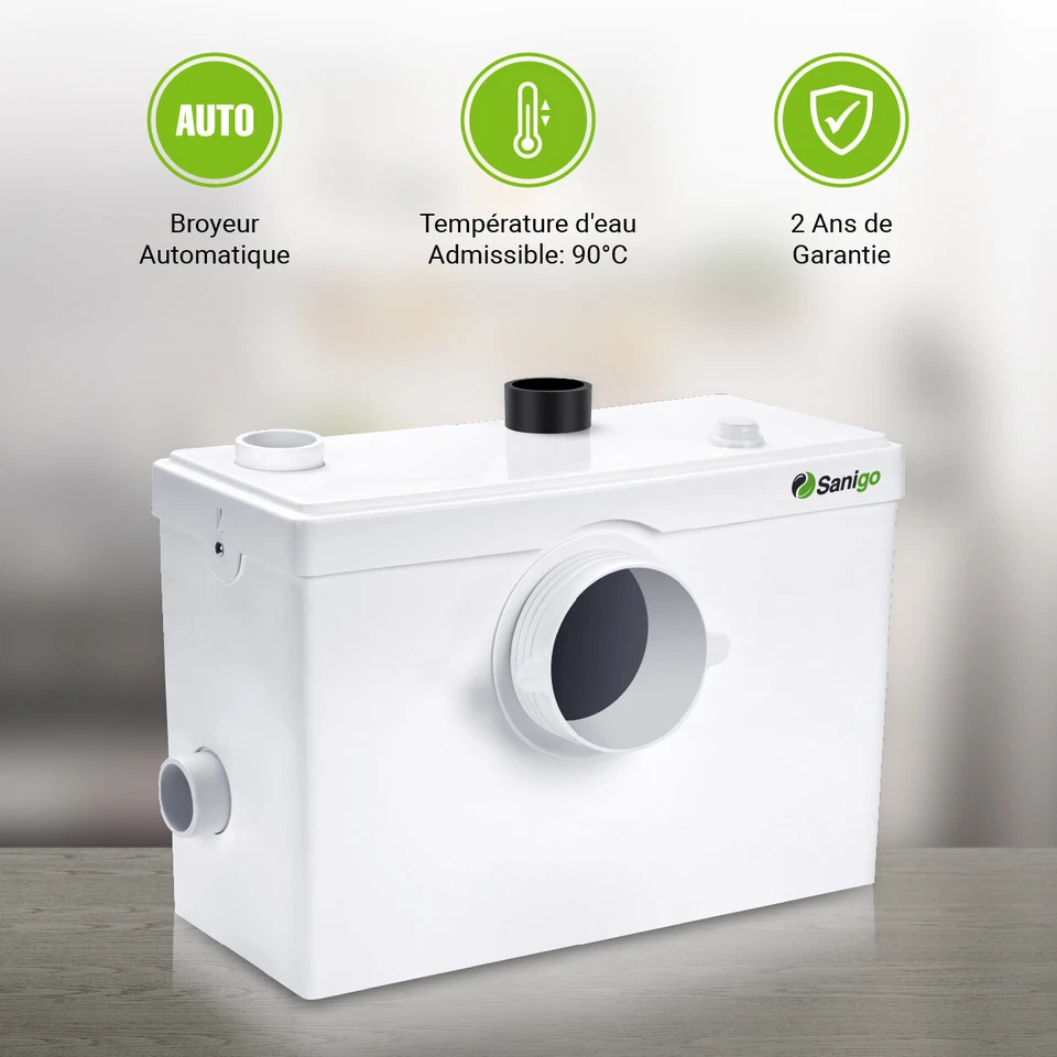 Sanigo 600W Broyeur Sanitaire 200L/min Pompe de Relevage 10m 3/1 WC Evier - Photo 3/4