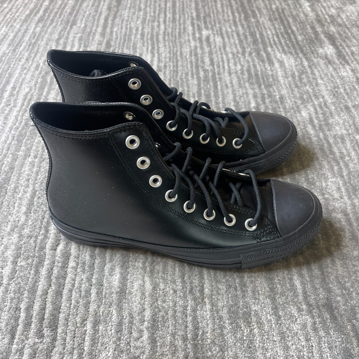 CONVERSE Chuck Taylor All Star Shoes Womens Black Leather Hi Top Goth