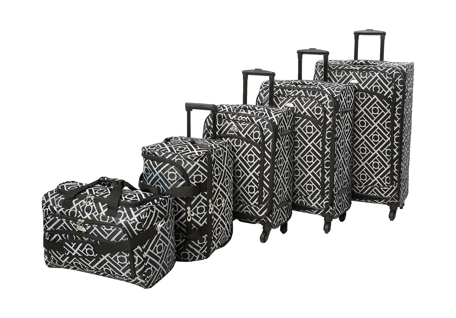 American Flyer Astor Collection 5-Piece Luggage Set Black White