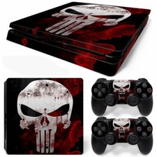 PS4 Slim Console Skin Decals The Punisher Skull Vinyl Skin Decal Stickers Covers