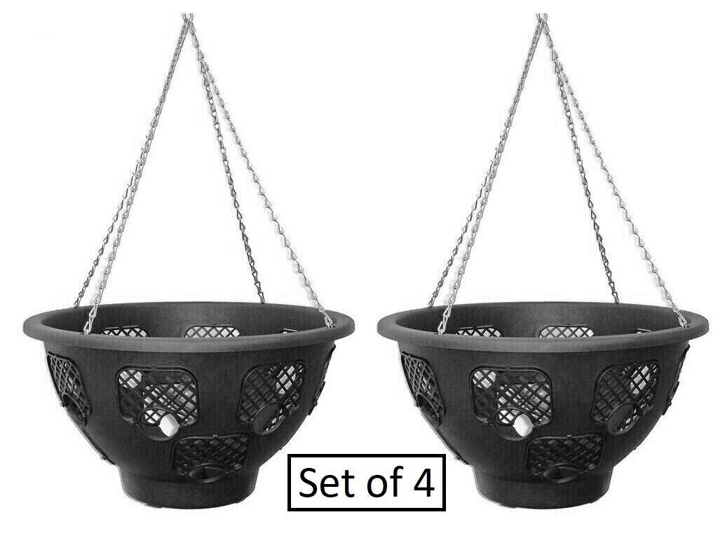 BLACK HANGING BASKETS FOR PLANTS FLOWERS GARDEN OUTDOOR HANGING 15 INCH eBay