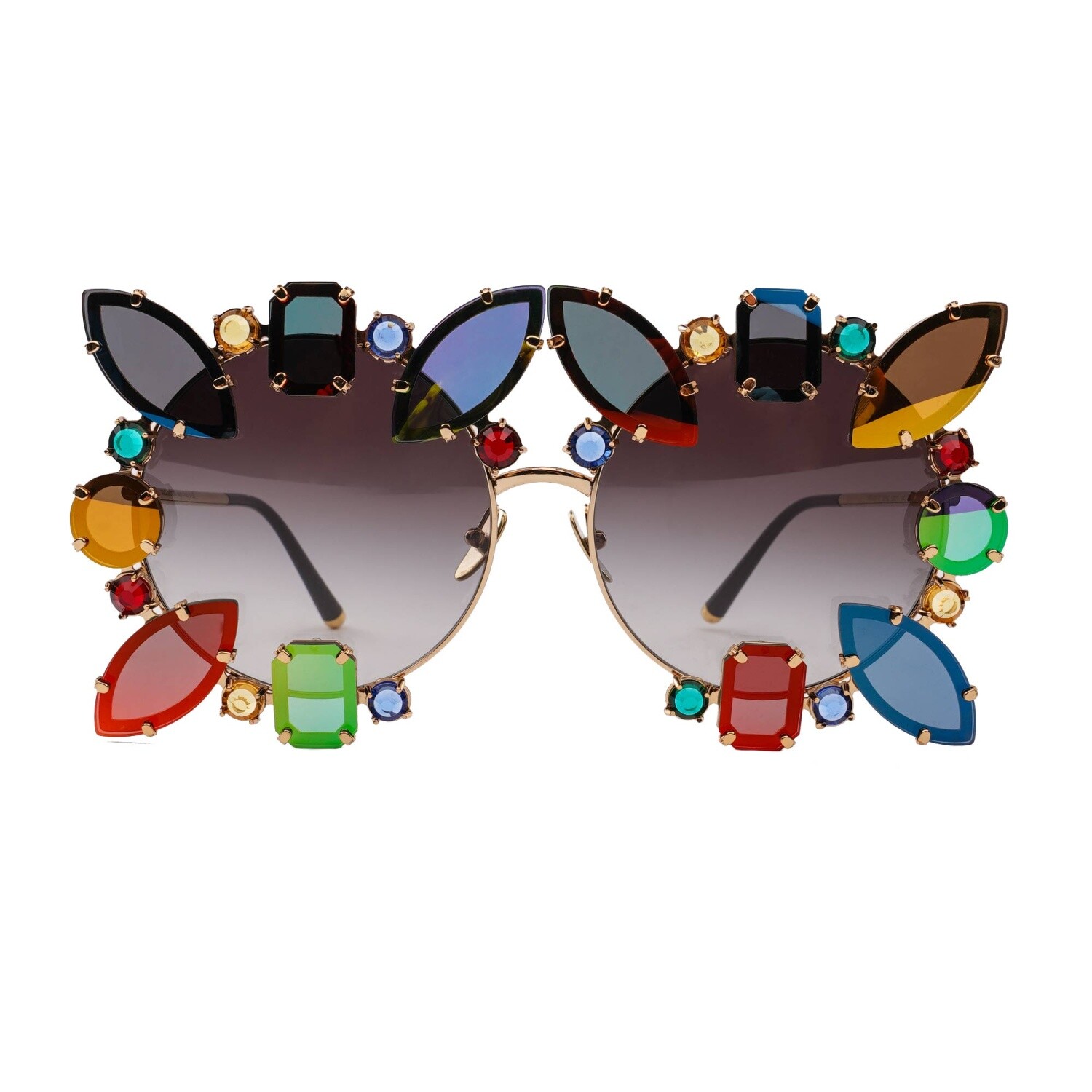 Солнцезащитные очки DOLCE - GABBANA лимитированной серии Oversize DG2207 с кристаллами золотисто-синего цвета 124890₽