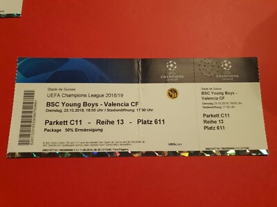 Used Ticket UEFA CL EL 2018/19 Young Boys Bern vs Valencia CF
