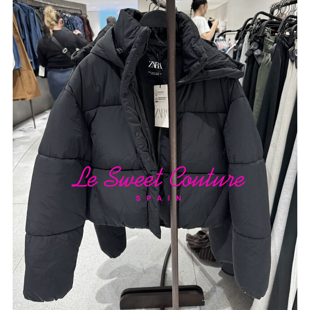 ZARA WOMAN NWT FW24 BLACK WATER REPELLENT PUFFER ANORAK ALL ZARA WOMAN NWT FW24 BLACK WATER REPELLENT PUFFER ANORAK ALL