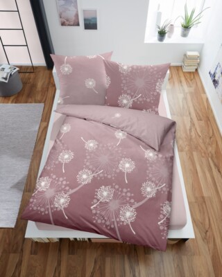 sister s. Fein-Biber Bettwäsche DANDELION 135x200 155x220 cm mauve rose Blume