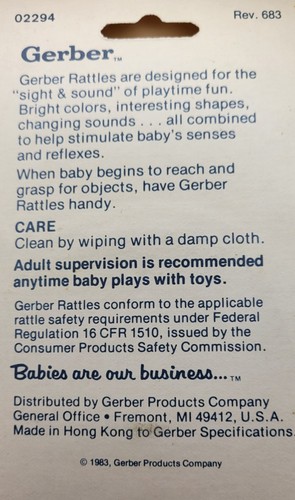 2 NEW Vintage 1983 Gerber Rattles In ***NEW OLD STOCK*** (Unopened Packages) ๐ถ - Picture 5 of 9