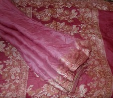 BVH WEARABLE PURE SILK Vintage Sari Saree 5yds 22MAR13205 X11 E566 Wine ABCKB