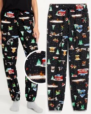 Old Navy Women  s High-Waisted Flannel Pajama Joggers Pants Christmas Size XS 25