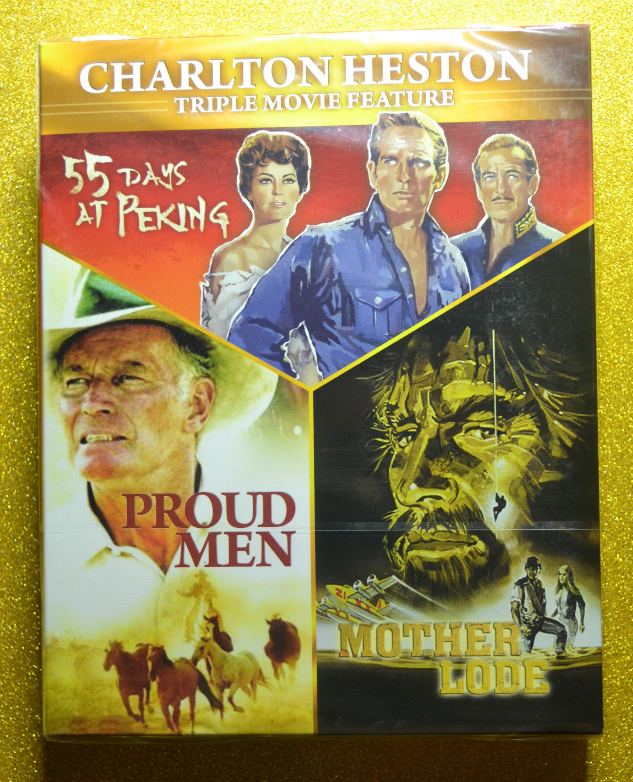 Charlton Heston Triple Bill Mother Lode/ 55 Days in Peking/ Proud Men Bluray