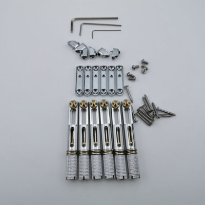 Single Chrome Headless Guitar Bridge Fixed Brass Fan For 6 String Electric 