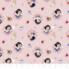 Disney's Princess Snow White in Wreaths Pink Cotton Fabric by the Yard