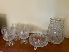 Set di 6 calici da cognac di cristallo di Boemia, porta bonbon e vaso portafiori