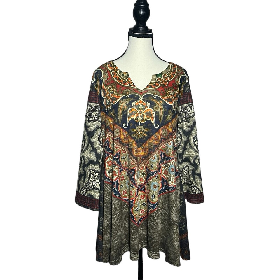 Amma Designs Made In LA Tunic Style Top Women’s M Mix Media Artsy Boho