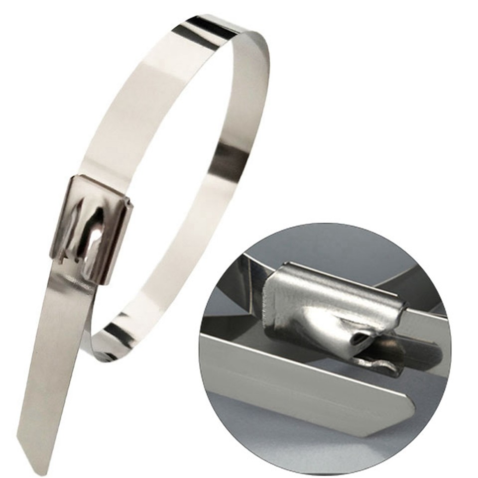 100Pcs Stainless Steel Cable Ties Metal Fixing Binding Fastening Part