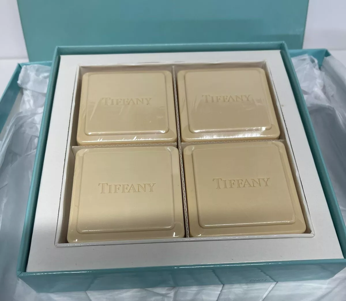 Tiffany&Co Tiffany Scented Soap Set 4 Perfumed Soaps Each 3.5Oz/100g Vtg Box NIB