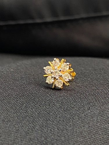 0,30 Cts Rotondo Brillante Taglio Naturale Diamanti Naso Borchie 18K Oro giallo - Foto 7 di 9