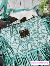 Keep It Gypsy Turquoise Double Tooled Floral Leather Maxine Purse 