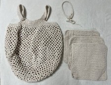 Handmade Crochet Handbag, Natural Color, Includes 3 Matching Clothes