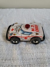 Mighty Metal Tin Toymark Litho Car Siren M.D. Chief Ambulance Vintage Diecast