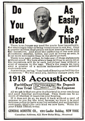 1918 Acousticon: Do You Hear As Easily As This Vintage Print Ad