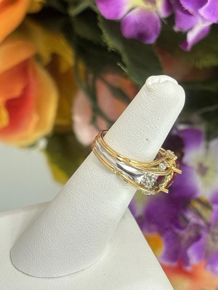 Anillo de plata esterlina Victoria Wieck rubí topacio blanco filigrana cóctel banda talla 5 Foto 4 de 4